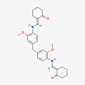 (2E)-2-[[2-methoxy-4-[[3-methoxy-4-[[(E)-(2-oxocyclohexylidene)methyl]amino]phenyl]methyl]anilino]methylidene]cyclohexan-1-one