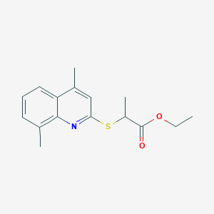 molecular formula C16H19NO2S B5080997 ethyl 2-[(4,8-dimethyl-2-quinolinyl)thio]propanoate 