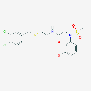 molecular formula C19H22Cl2N2O4S2 B5081047 N~1~-{2-[(3,4-dichlorobenzyl)thio]ethyl}-N~2~-(3-methoxyphenyl)-N~2~-(methylsulfonyl)glycinamide 