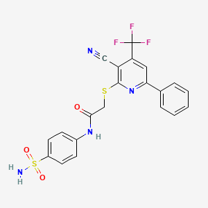 molecular formula C21H15F3N4O3S2 B5081058 N-[4-(aminosulfonyl)phenyl]-2-{[3-cyano-6-phenyl-4-(trifluoromethyl)-2-pyridinyl]thio}acetamide 