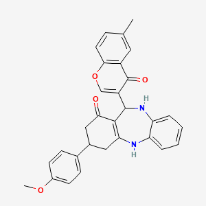 molecular formula C30H26N2O4 B5081065 3-(4-methoxyphenyl)-11-(6-methyl-4-oxo-4H-chromen-3-yl)-2,3,4,5,10,11-hexahydro-1H-dibenzo[b,e][1,4]diazepin-1-one CAS No. 6072-66-8