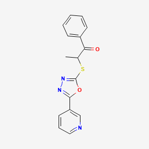 1-phenyl-2-{[5-(3-pyridinyl)-1,3,4-oxadiazol-2-yl]thio}-1-propanone