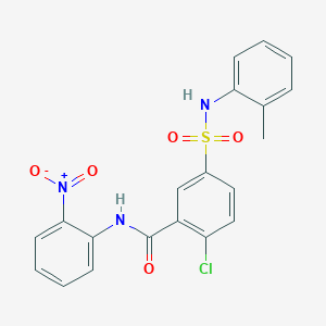 molecular formula C20H16ClN3O5S B5081241 2-chloro-5-{[(2-methylphenyl)amino]sulfonyl}-N-(2-nitrophenyl)benzamide 