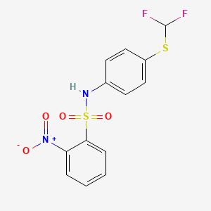 molecular formula C13H10F2N2O4S2 B5081425 N-{4-[(difluoromethyl)thio]phenyl}-2-nitrobenzenesulfonamide 