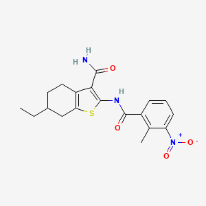 molecular formula C19H21N3O4S B5081679 6-ethyl-2-[(2-methyl-3-nitrobenzoyl)amino]-4,5,6,7-tetrahydro-1-benzothiophene-3-carboxamide 