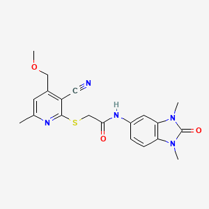 molecular formula C20H21N5O3S B5081705 2-{[3-cyano-4-(methoxymethyl)-6-methyl-2-pyridinyl]thio}-N-(1,3-dimethyl-2-oxo-2,3-dihydro-1H-benzimidazol-5-yl)acetamide 