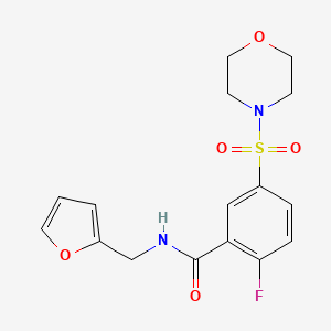 molecular formula C16H17FN2O5S B5081768 2-fluoro-N-(furan-2-ylmethyl)-5-morpholin-4-ylsulfonylbenzamide 