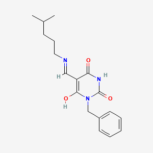 (5Z)-1-benzyl-5-{[(4-methylpentyl)amino]methylidene}pyrimidine-2,4,6(1H,3H,5H)-trione