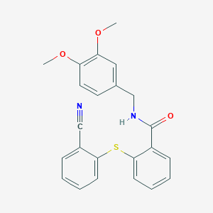 2-(2-cyanophenyl)sulfanyl-N-[(3,4-dimethoxyphenyl)methyl]benzamide