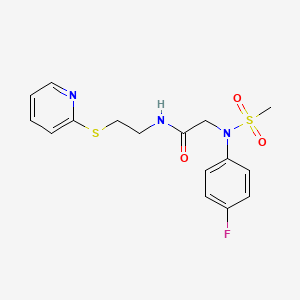 molecular formula C16H18FN3O3S2 B5082060 2-(4-fluoro-N-methylsulfonylanilino)-N-(2-pyridin-2-ylsulfanylethyl)acetamide 