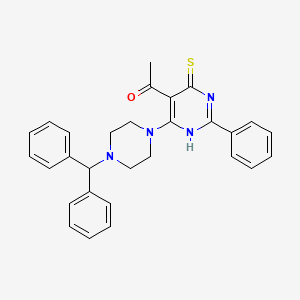 1-{4-[4-(diphenylmethyl)-1-piperazinyl]-2-phenyl-6-thioxo-1,6-dihydro-5-pyrimidinyl}ethanone