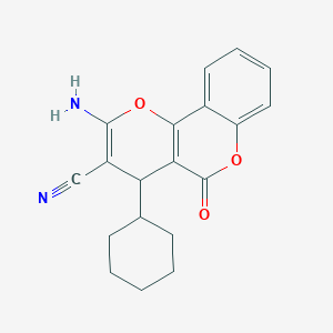 2-amino-4-cyclohexyl-5-oxo-4H,5H-pyrano[3,2-c]chromene-3-carbonitrile