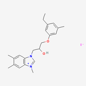 1-(3-Ethyl-5-methylphenoxy)-3-(3,5,6-trimethylbenzimidazol-3-ium-1-yl)propan-2-ol;iodide