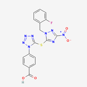 4-[5-({1-[(2-FLUOROPHENYL)METHYL]-3-NITRO-1H-1,2,4-TRIAZOL-5-YL}SULFANYL)-1H-1,2,3,4-TETRAZOL-1-YL]BENZOIC ACID