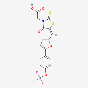 2-[(5E)-4-OXO-2-SULFANYLIDENE-5-({5-[4-(TRIFLUOROMETHOXY)PHENYL]FURAN-2-YL}METHYLIDENE)-1,3-THIAZOLIDIN-3-YL]ACETIC ACID