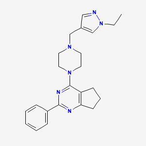 4-{4-[(1-ethyl-1H-pyrazol-4-yl)methyl]-1-piperazinyl}-2-phenyl-6,7-dihydro-5H-cyclopenta[d]pyrimidine