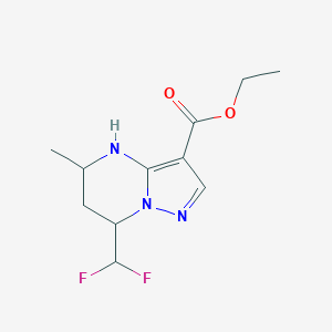 molecular formula C11H15F2N3O2 B508258 Ethyl 7-(difluoromethyl)-5-methyl-4,5,6,7-tetrahydropyrazolo[1,5-a]pyrimidine-3-carboxylate 