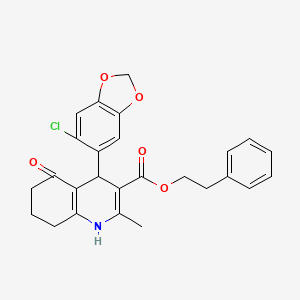 2-phenylethyl 4-(6-chloro-1,3-benzodioxol-5-yl)-2-methyl-5-oxo-1,4,5,6,7,8-hexahydro-3-quinolinecarboxylate