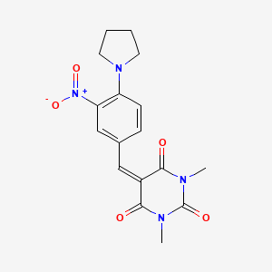 1,3-dimethyl-5-[3-nitro-4-(1-pyrrolidinyl)benzylidene]-2,4,6(1H,3H,5H)-pyrimidinetrione