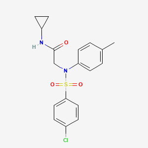 molecular formula C18H19ClN2O3S B5082767 N~2~-[(4-chlorophenyl)sulfonyl]-N~1~-cyclopropyl-N~2~-(4-methylphenyl)glycinamide 