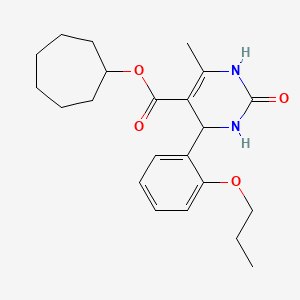 molecular formula C22H30N2O4 B5082773 cycloheptyl 6-methyl-2-oxo-4-(2-propoxyphenyl)-1,2,3,4-tetrahydro-5-pyrimidinecarboxylate 