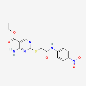 molecular formula C15H15N5O5S B5082831 ethyl 4-amino-2-({2-[(4-nitrophenyl)amino]-2-oxoethyl}thio)-5-pyrimidinecarboxylate 