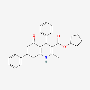 molecular formula C28H29NO3 B5082865 cyclopentyl 2-methyl-5-oxo-4,7-diphenyl-1,4,5,6,7,8-hexahydro-3-quinolinecarboxylate 
