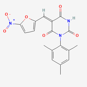 molecular formula C18H15N3O6 B5082871 1-mesityl-5-[(5-nitro-2-furyl)methylene]-2,4,6(1H,3H,5H)-pyrimidinetrione 