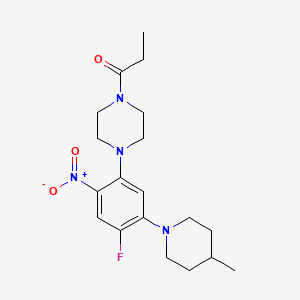 molecular formula C19H27FN4O3 B5082995 1-[4-fluoro-5-(4-methyl-1-piperidinyl)-2-nitrophenyl]-4-propionylpiperazine 