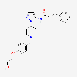 molecular formula C26H32N4O3 B5083101 N-(1-{1-[4-(2-hydroxyethoxy)benzyl]-4-piperidinyl}-1H-pyrazol-5-yl)-3-phenylpropanamide 