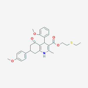 2-(ethylthio)ethyl 4-(2-methoxyphenyl)-7-(4-methoxyphenyl)-2-methyl-5-oxo-1,4,5,6,7,8-hexahydro-3-quinolinecarboxylate