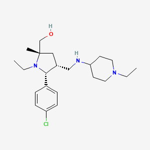 molecular formula C22H36ClN3O B5083114 ((2S*,4R*,5R*)-5-(4-chlorophenyl)-1-ethyl-4-{[(1-ethyl-4-piperidinyl)amino]methyl}-2-methyl-2-pyrrolidinyl)methanol 