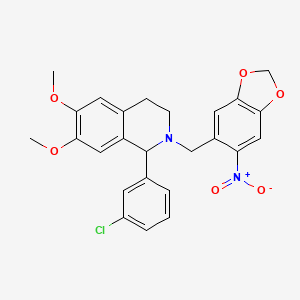 1-(3-chlorophenyl)-6,7-dimethoxy-2-[(6-nitro-1,3-benzodioxol-5-yl)methyl]-1,2,3,4-tetrahydroisoquinoline
