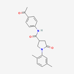 molecular formula C21H22N2O3 B5083291 N-(4-acetylphenyl)-1-(2,5-dimethylphenyl)-5-oxo-3-pyrrolidinecarboxamide 