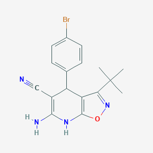 molecular formula C17H17BrN4O B508330 6-Amino-4-(4-bromophenyl)-3-tert-butyl-4,7-dihydroisoxazolo[5,4-b]pyridine-5-carbonitrile 