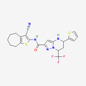 molecular formula C22H20F3N5OS2 B5083324 N-(3-cyano-5,6,7,8-tetrahydro-4H-cyclohepta[b]thien-2-yl)-5-(2-thienyl)-7-(trifluoromethyl)-4,5,6,7-tetrahydropyrazolo[1,5-a]pyrimidine-2-carboxamide 