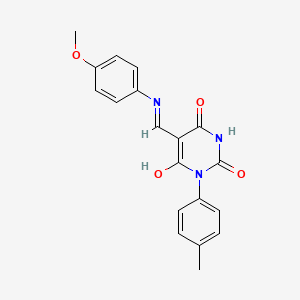 molecular formula C19H17N3O4 B5083346 5-{[(4-methoxyphenyl)amino]methylene}-1-(4-methylphenyl)-2,4,6(1H,3H,5H)-pyrimidinetrione 