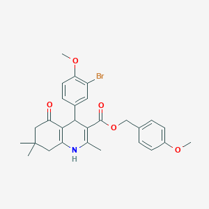 4-methoxybenzyl 4-(3-bromo-4-methoxyphenyl)-2,7,7-trimethyl-5-oxo-1,4,5,6,7,8-hexahydro-3-quinolinecarboxylate