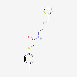 molecular formula C16H19NOS3 B5083438 2-[(4-methylphenyl)thio]-N-{2-[(2-thienylmethyl)thio]ethyl}acetamide 