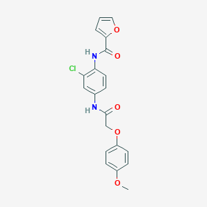 molecular formula C20H17ClN2O5 B508346 N-[2-chloro-4-[[2-(4-methoxyphenoxy)acetyl]amino]phenyl]furan-2-carboxamide CAS No. 625382-54-9