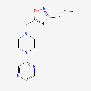 molecular formula C14H20N6O B5083487 2-{4-[(3-propyl-1,2,4-oxadiazol-5-yl)methyl]-1-piperazinyl}pyrazine 