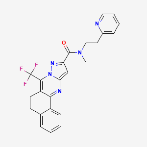 molecular formula C24H20F3N5O B5083545 N-methyl-N-[2-(2-pyridinyl)ethyl]-7-(trifluoromethyl)-5,6-dihydrobenzo[h]pyrazolo[5,1-b]quinazoline-10-carboxamide 