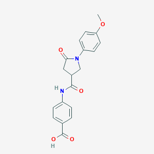 molecular formula C19H18N2O5 B508357 4-[1-(4-Methoxyphenyl)-5-oxopyrrolidine-3-amido]benzoic acid CAS No. 833437-63-1