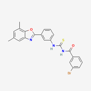 3-bromo-N-({[3-(5,7-dimethyl-1,3-benzoxazol-2-yl)phenyl]amino}carbonothioyl)benzamide