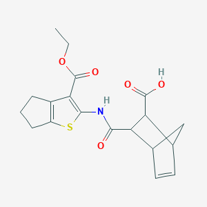 molecular formula C19H21NO5S B5083626 3-({[3-(ethoxycarbonyl)-5,6-dihydro-4H-cyclopenta[b]thien-2-yl]amino}carbonyl)bicyclo[2.2.1]hept-5-ene-2-carboxylic acid 