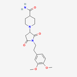 molecular formula C20H27N3O5 B5083657 1-{1-[2-(3,4-dimethoxyphenyl)ethyl]-2,5-dioxo-3-pyrrolidinyl}-4-piperidinecarboxamide 