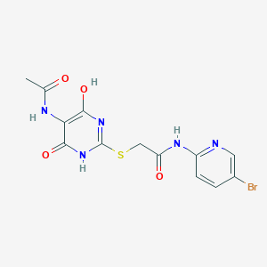 2-{[5-(acetylamino)-4-hydroxy-6-oxo-1,6-dihydro-2-pyrimidinyl]thio}-N-(5-bromo-2-pyridinyl)acetamide
