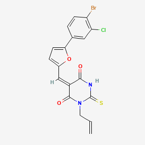 molecular formula C18H12BrClN2O3S B5083771 1-allyl-5-{[5-(4-bromo-3-chlorophenyl)-2-furyl]methylene}-2-thioxodihydro-4,6(1H,5H)-pyrimidinedione 