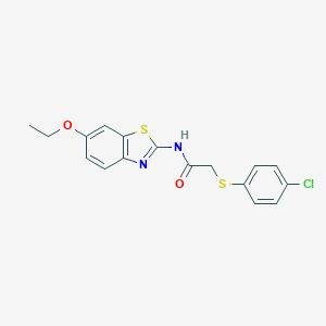 molecular formula C17H15ClN2O2S2 B508387 2-[(4-chlorophenyl)sulfanyl]-N-(6-ethoxy-1,3-benzothiazol-2-yl)acetamide CAS No. 445416-00-2