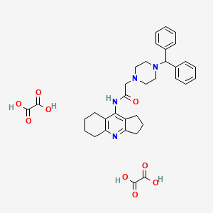 molecular formula C35H40N4O9 B5083917 2-[4-(diphenylmethyl)-1-piperazinyl]-N-(2,3,5,6,7,8-hexahydro-1H-cyclopenta[b]quinolin-9-yl)acetamide diethanedioate 
